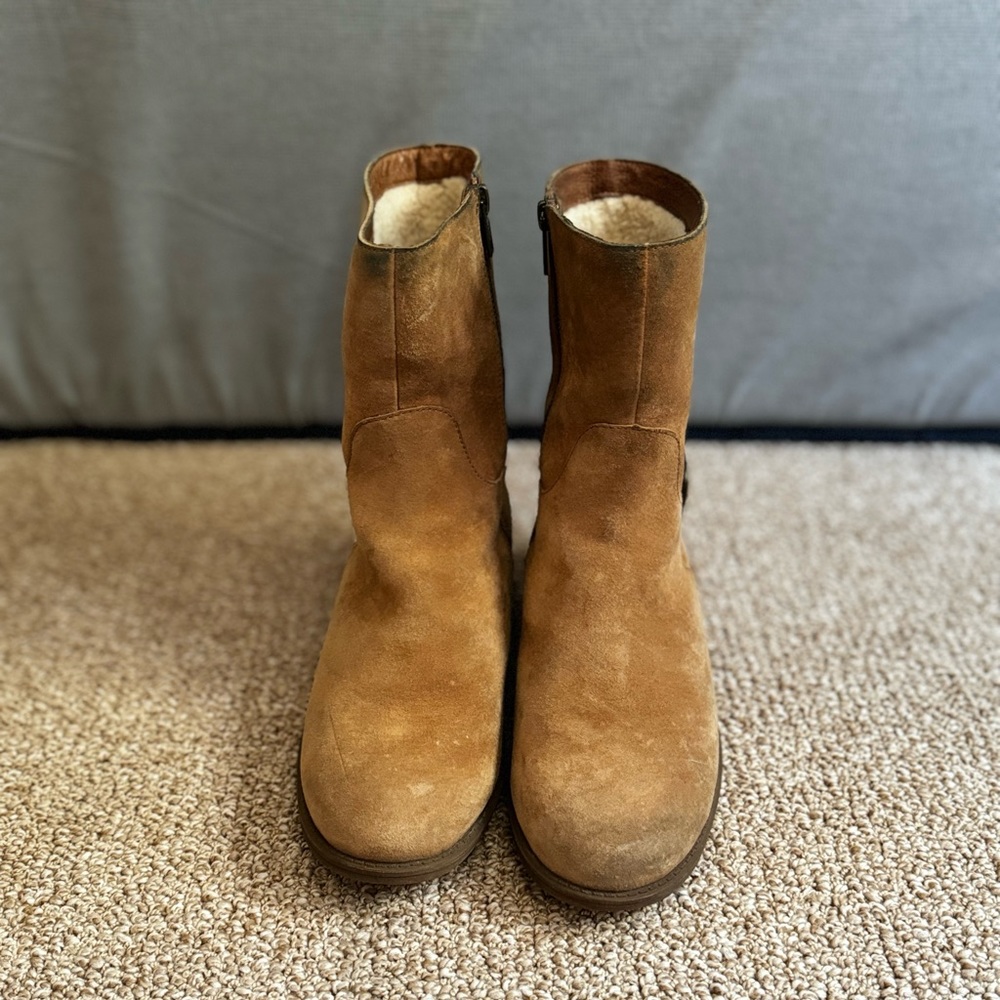 UGG AUSTRALIA KEPPLER CHESTNUT SUEDE BIKER BOOTS US 6